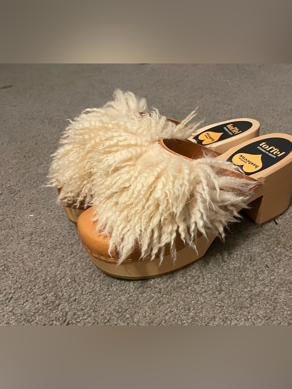 Swedish Hasbeens Louise clog with removable sheepskin